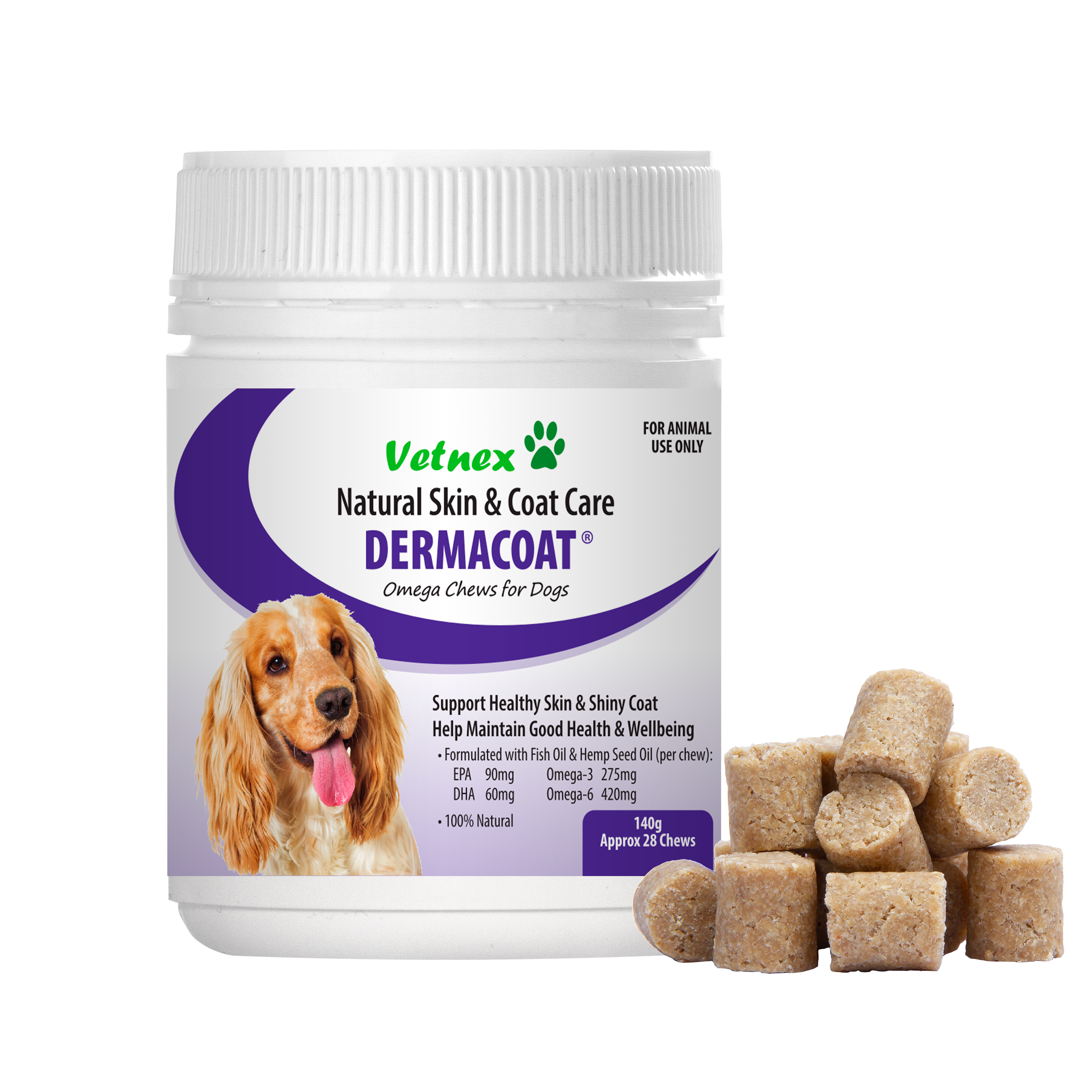 Vetnex DermaCoat Omega Chews for Dogs 140g/28 chews
